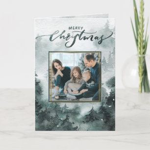 Hiver floral Carte de Noël photo aquarelle