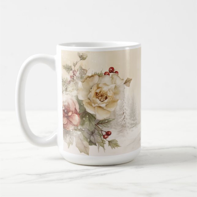 Hiver Floral Snowman Mug (Gauche)