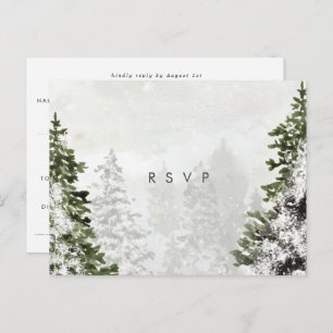 hiver forêt arbres mariage rsvp carte postale