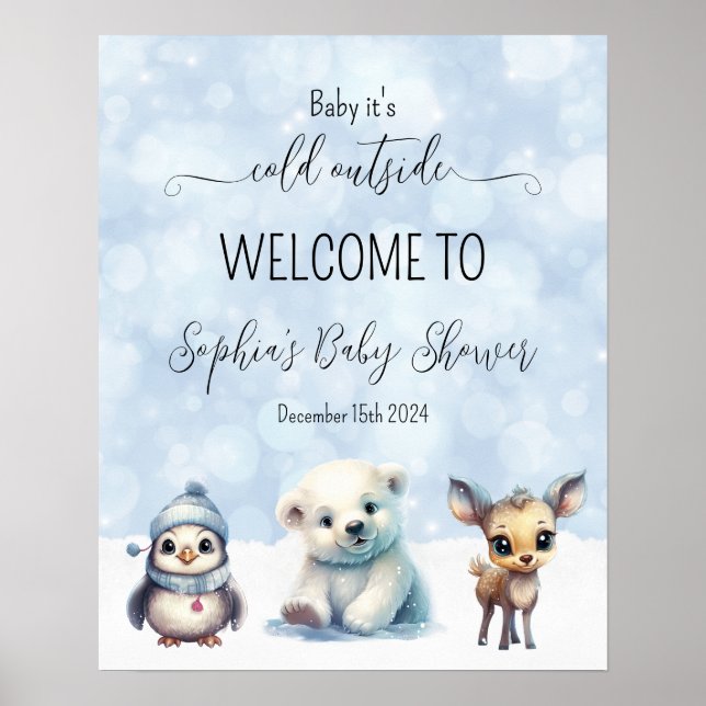 Hiver Froid Hors Baby shower Affiche de bienvenue (Devant)