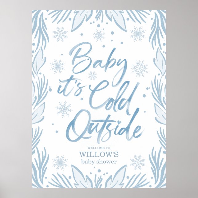 Hiver Frost Snowflake Baby shower Accueil Poster (Devant)