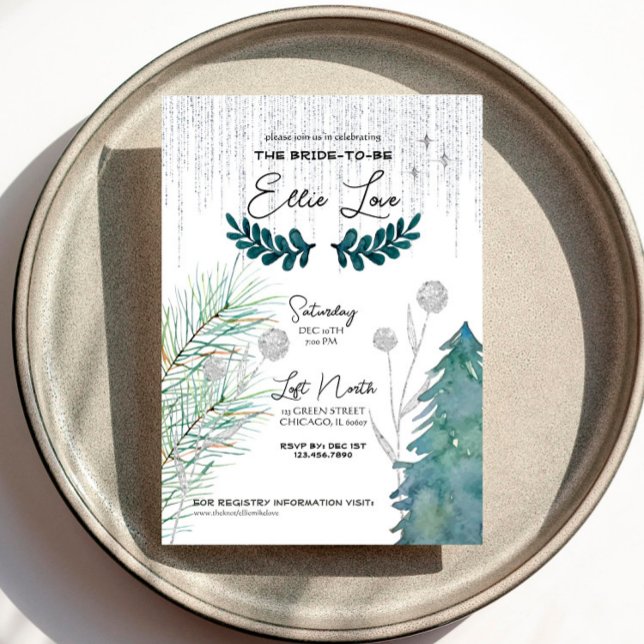 Hiver gelé - Argent - Invitation de douche nuptial (Créateur téléchargé)