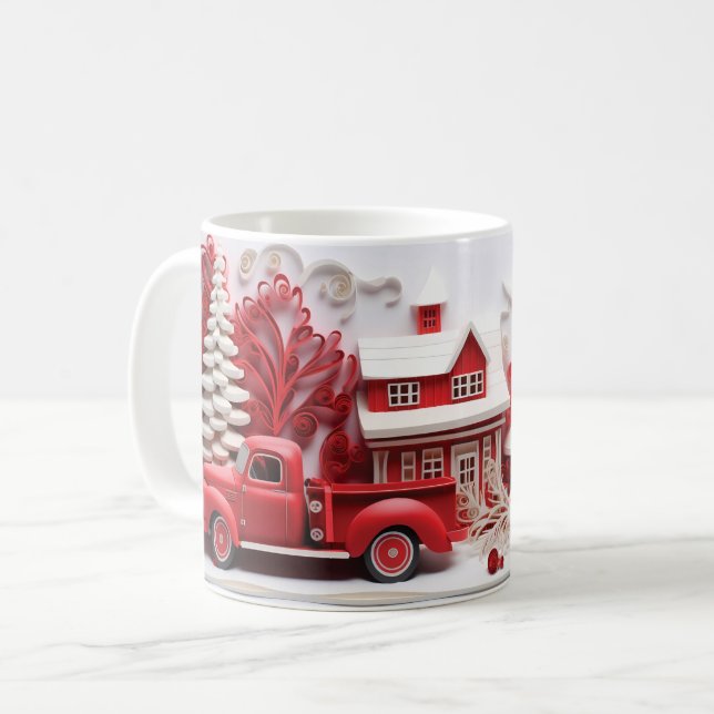 Hiver Homestead Noël Fête Mug (Devant gauche)