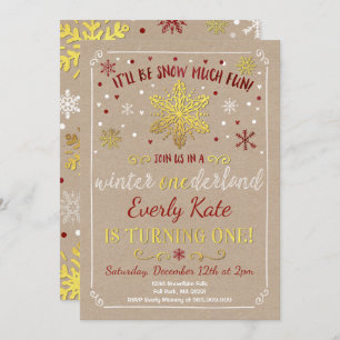 Hiver Invitation d'anniversaire ONE derland Red & 