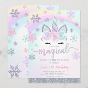 Hiver Invitation Unicorne Hiver ONEderland Party
