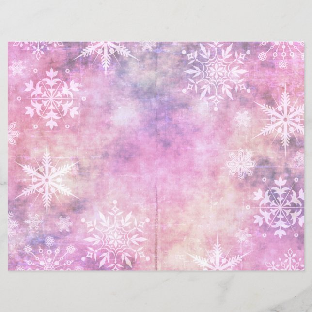 Hiver Magie rose neige - Papier de page | Fête (Devant)