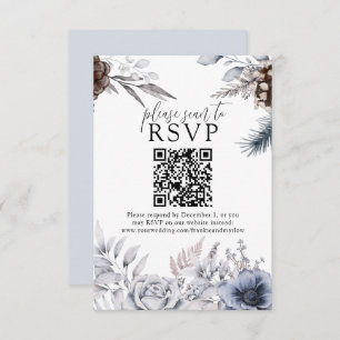 Hiver Mariage Pine Cone QR Site Web Carte RSVP