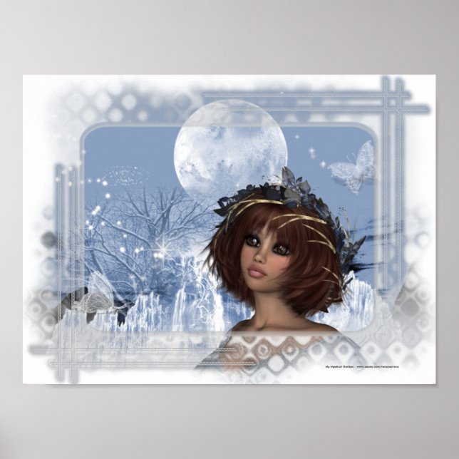 Hiver Moon Imaginaire Femme Poster Imprimer (Devant)