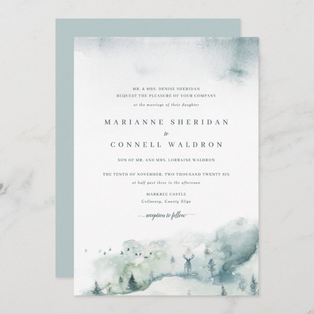 Hiver Mystère I Faire-part de mariage Formel (Devant / Derrière)