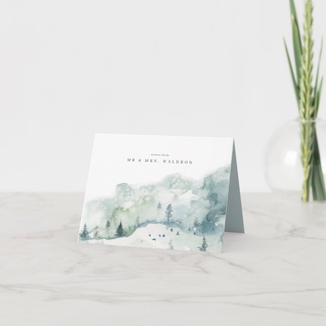 Hiver Mystère Mariage Merci plié Carte (Devant)