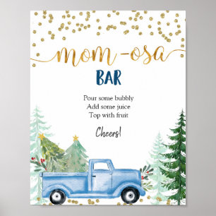 Hiver Noël Camion bleu Momosa Bar Poster