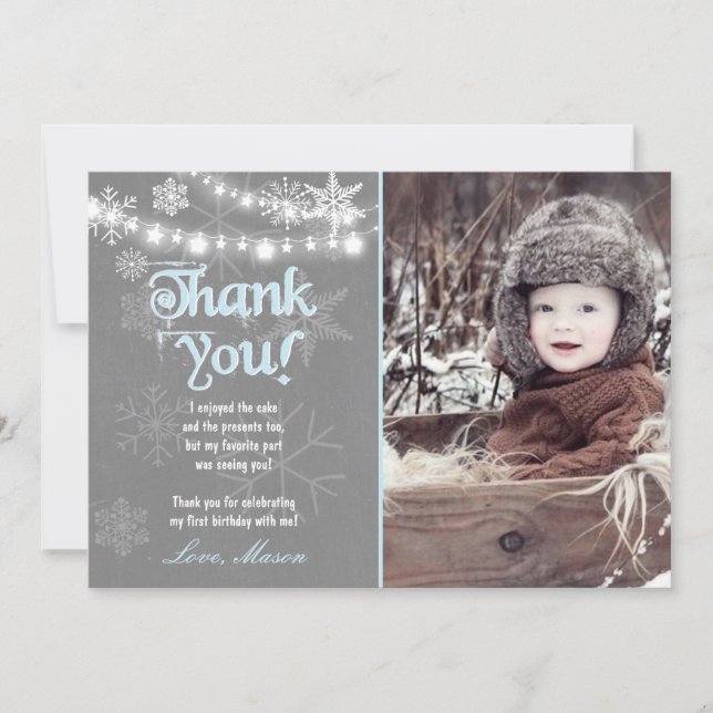 Hiver ONE derland Anniversaire Carte de remercieme (Devant)
