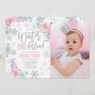 Hiver ONE derland Anniversaire Invitation Argent r