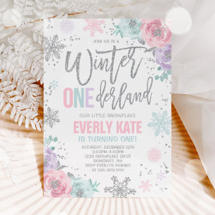 Hiver ONE derland Anniversaire Invitation Argent r