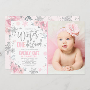 Hiver ONE derland Anniversaire Invitation Argent r
