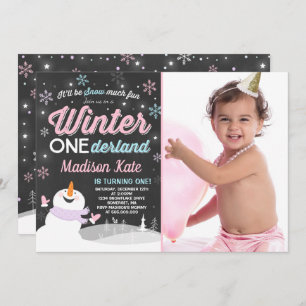 Hiver ONE derland Anniversaire Invitation Snowman