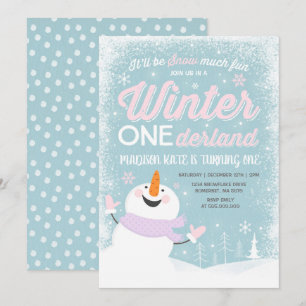 Hiver ONE derland Anniversaire Invitation Snowman 