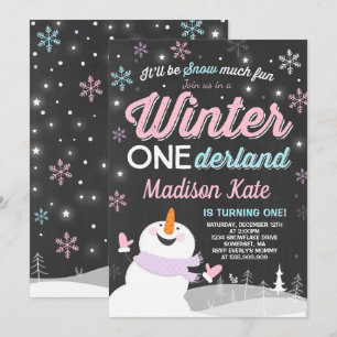 Hiver ONE derland Anniversaire Invitation Snowman 