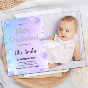 Hiver ONE derland Anniversaire Invitations avec ph