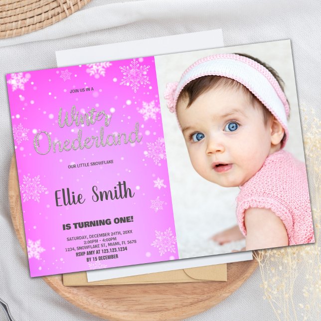 Hiver ONE derland Anniversaire Invitations Gold Ph (Winter ONEderland Birthday Invitations Gold Photo)
