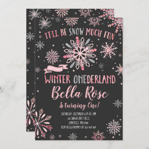 Hiver ONE derland Invitation Anniversaire Pink Sil