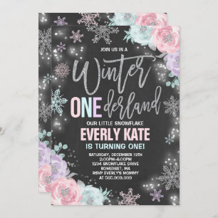 Hiver ONE derland Invitation Anniversaire Pink Sil