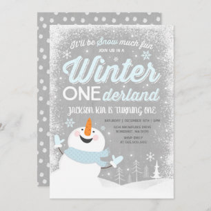 Hiver ONE derland Invitation Anniversaire Snowman