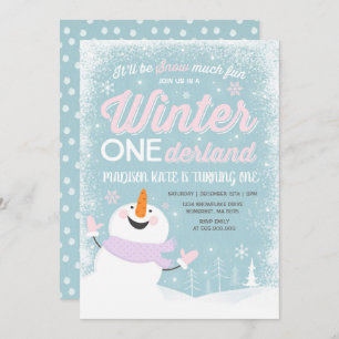 Hiver ONE derland Invitation Anniversaire Snowman