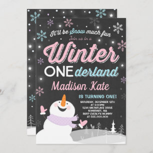Hiver ONE derland Invitation Anniversaire Snowman