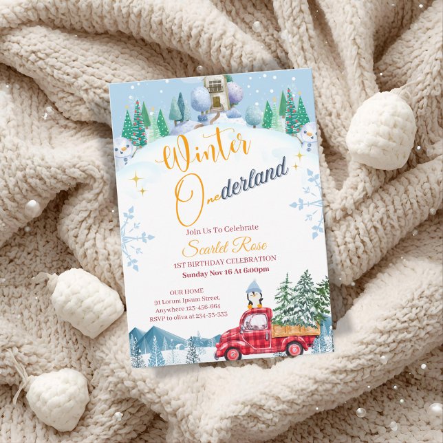 hiver one-derland invitations pour le 1er annivers (Créateur téléchargé)