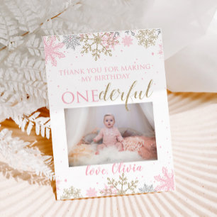 Hiver ONE derland Merci Carte photo Snowflakes