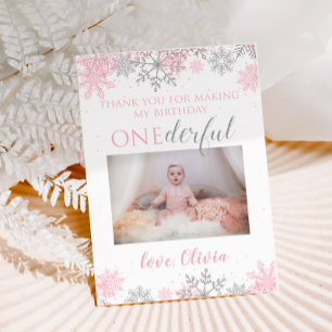 Hiver ONE derland Merci Carte photo Snowflakes