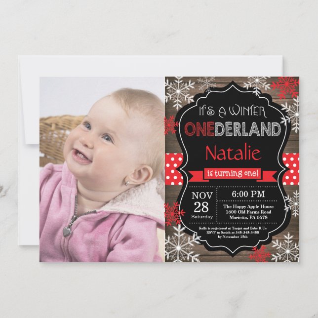 Hiver Onederland 1er Anniversaire Invitation (Devant)