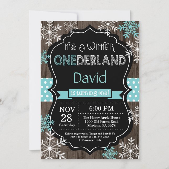 Hiver Onederland 1er Anniversaire Invitation (Devant)