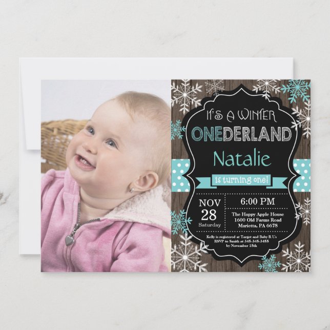 Hiver Onederland 1er Anniversaire Invitation (Devant)