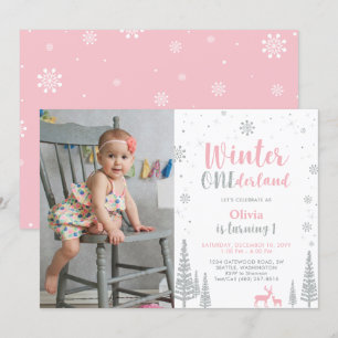 Hiver Onederland 1er Anniversaire Invitation - Fil