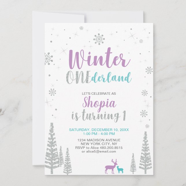 Hiver Onederland 1er Anniversaire Invitation - Fil (Devant)