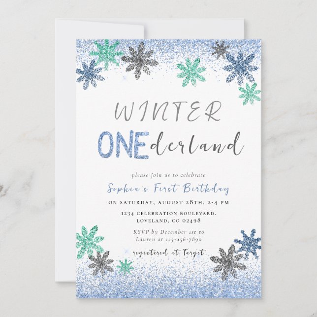 Hiver Onederland 1er anniversaire Invitation hiver (Devant)
