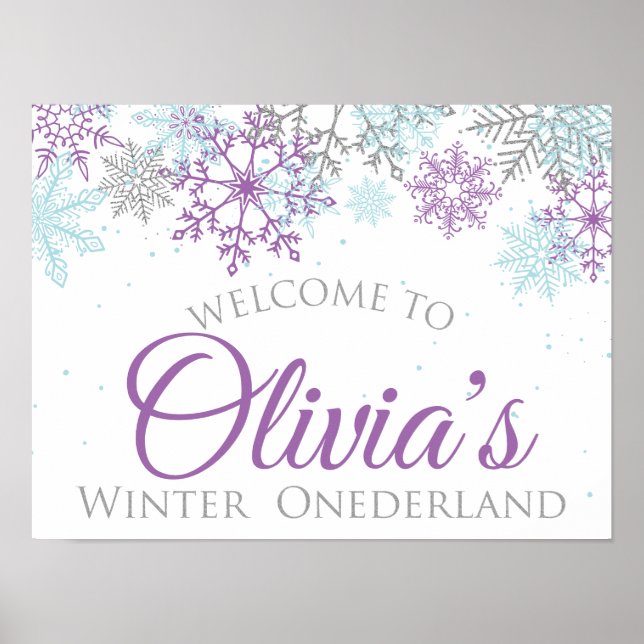 Hiver Onederland Anniversaire Affiche de bienvenue (Devant)