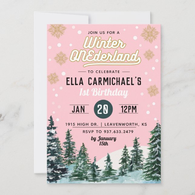 Hiver Onederland Anniversaire Invitation (Devant)