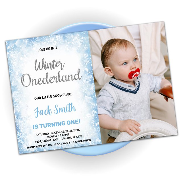 Hiver Onederland Anniversaire Invitations Nuage Ph (Winter Onederland Birthday Invitations Cloud Photo)