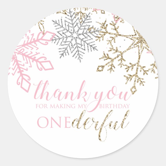 Hiver Onederland Favoriser Merci Sticker (Devant)