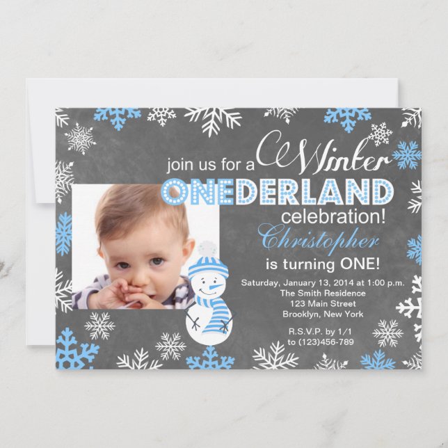 Hiver ONEderland Flocon de neige 1er Invitation an (Devant)