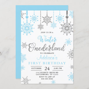 Hiver Onederland Flocon de neige 1s Invitation d'a