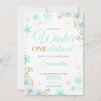 Hiver ONEderland Green Snowflake 1ère Invitation