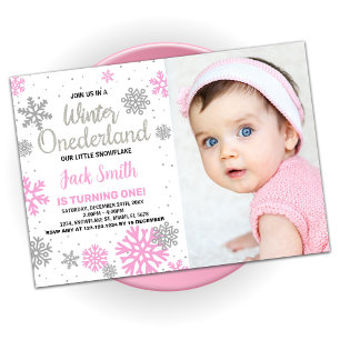 Hiver Onederland Invitations Anniversaire Photo bl