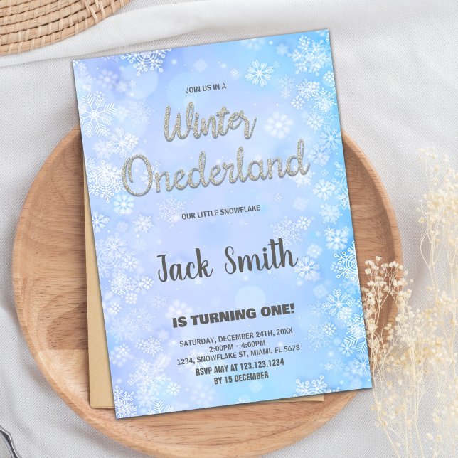 Hiver ONEderland Invitations Parties scintillant a (Winter ONEderland Invitations Silver Glitter)