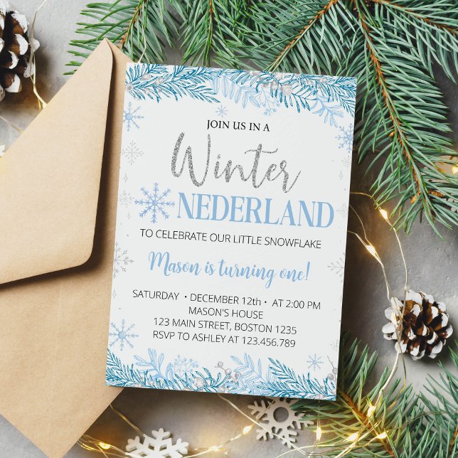 hiver Onederland Noël Anniversaire Invitation (Créateur téléchargé)