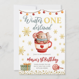 Hiver Onederland Ours Anniversaire Invitation