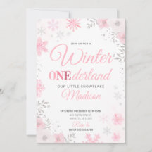 Hiver ONEderland Pink Snowflake 1ère Invitation